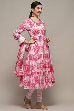 Pink Cotton Anarkali Suit Set image number 6