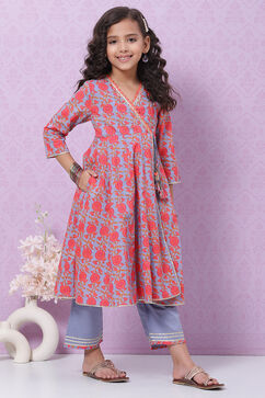 Slate Blue Cotton Anarkali Suit Set image number 2