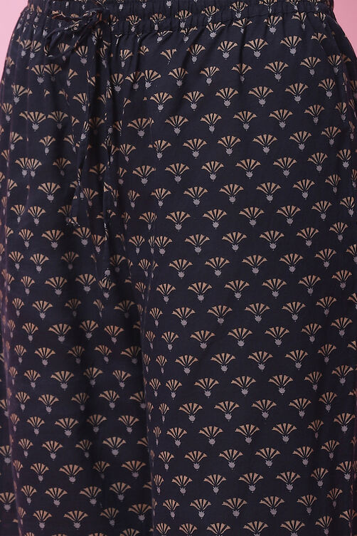Black Cotton Flared Kurta Set image number 2