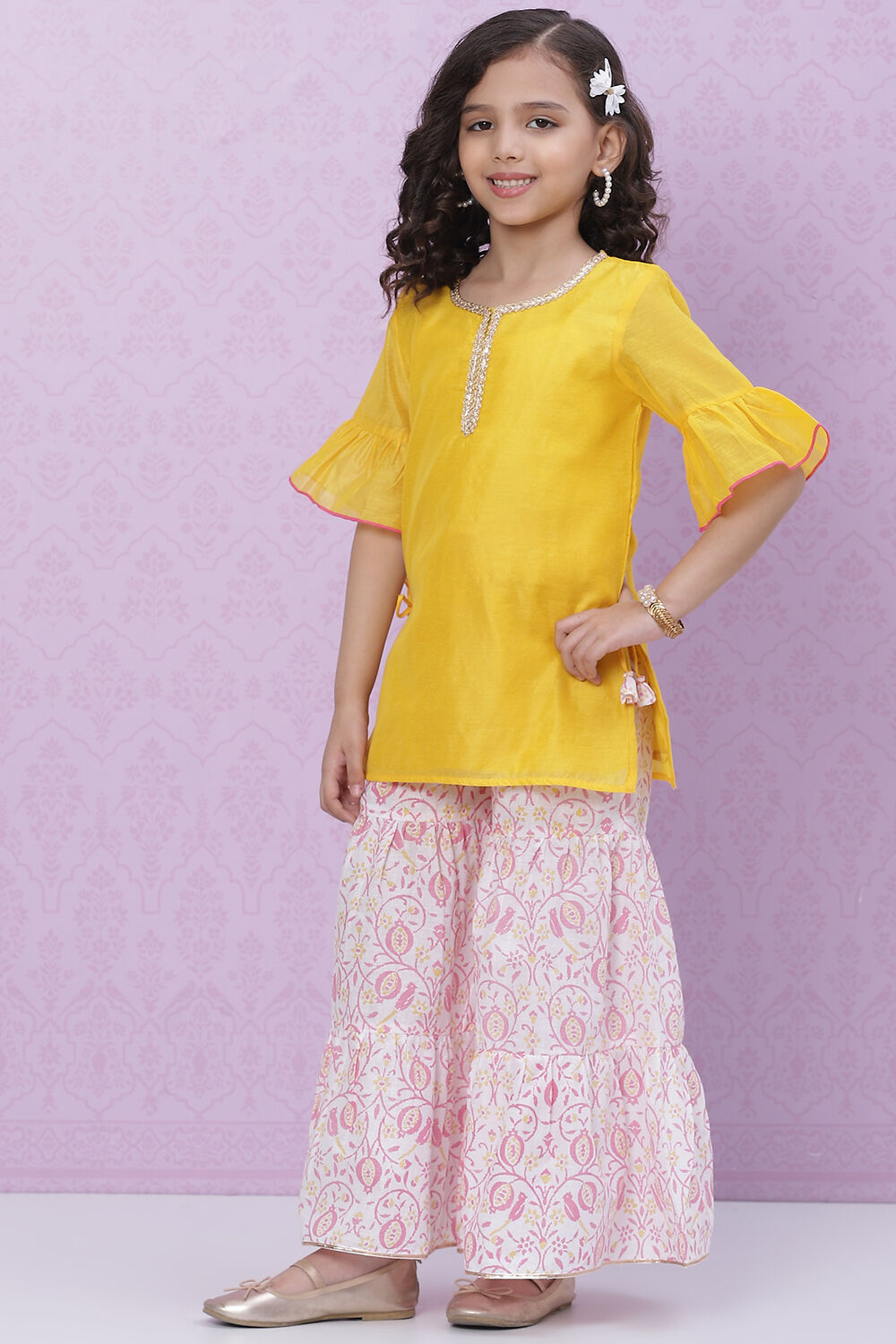 Red Art Silk Straight Top image number 2