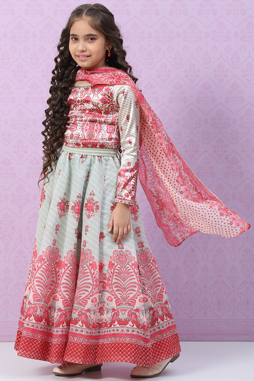 Ecru Art Silk Lehenga Set image number 5