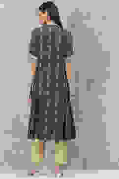 Denim Blue Rayon A-Line Printed Kurta image number 4