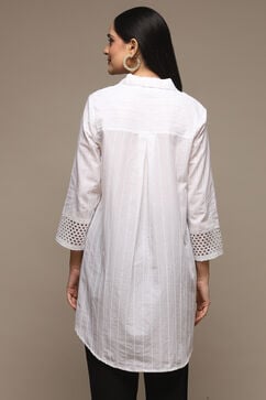 White Cotton Embroidred Shirt image number 4