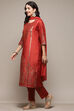 Maroon Poly Shantoon Narrow Kurta Pant Suit Set image number 4