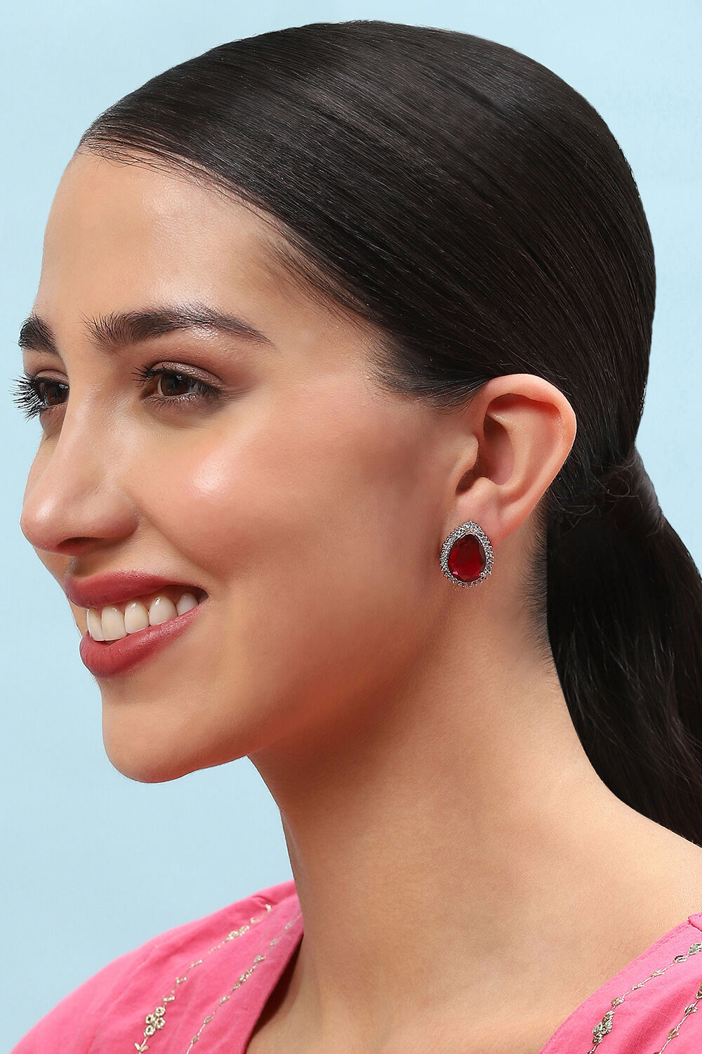 Ruby Red Brass Earrings image number 1