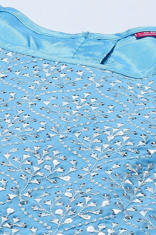 Blue Polyester Embroidred Suit Set image number 1