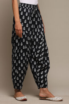 Black & White Cotton Printed Relaxed Salwar image number 3