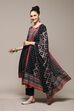 Black Cotton Anarkali Kurta Palazzo Suit Set image number 5