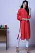 Peach Cotton Flax Kurta image number 3