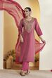 Turquoise Viscose Rayon Embroidered Straight Kurta Set image number 0