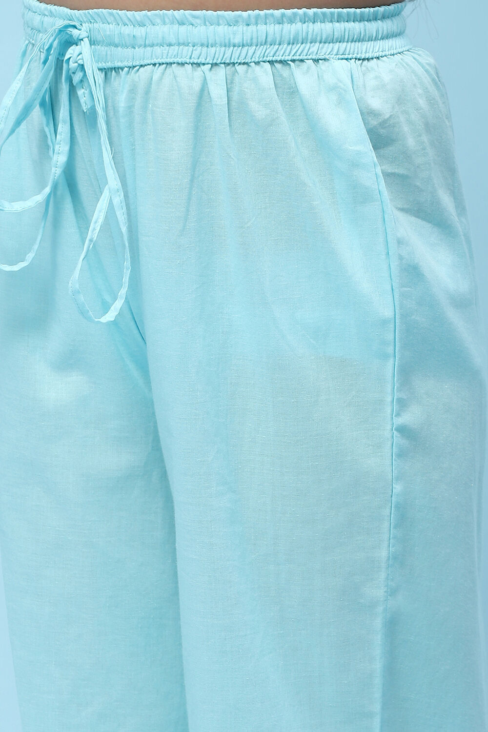 Sky Blue Poly Chanderi Mirror work A-line Suit Set image number 2