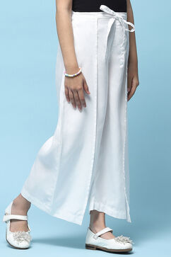 White Tencel Dobby Flared Pants image number 3