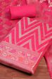 Hot Pink Poly Cotton Banarasi Unstitched Suit Set image number 1