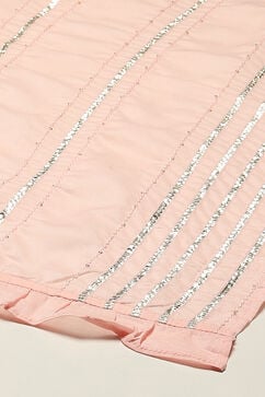 Powder Pink Cotton Blend Straight Kurta Palazzo Suit Set image number 3