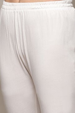 White & Blue Cotton Anarkali Kurta Churidar Suit Set image number 2