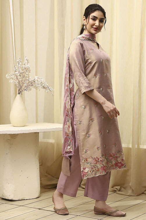 Coral Tissue Machine Embroidered Unstitched Suit Set image number 6