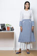 White And Blue Straight Cotton Fusion Wear image number 3