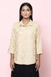 Beige Straight Art Silk Shirt Printed Kurti image number 2