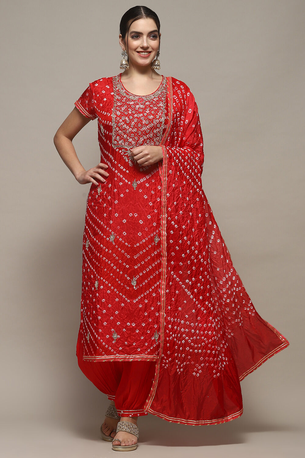 Orange Silk Blend Unstitched Suit set image number 1