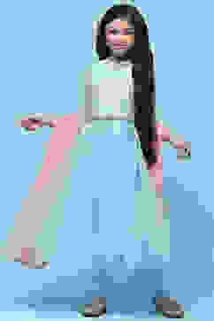 Sky Blue Anarkali Suit With Khadi Print Chanderi Jacket  image number 0