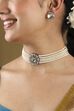 White Silver Plated Brass Choker Necklace Set image number 1