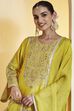 Lime Green Cotton Silk Embroidery Suit Set image number 1