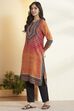 Rust Viscose Rayon Geometric Printed A-Line Kurta image number 3