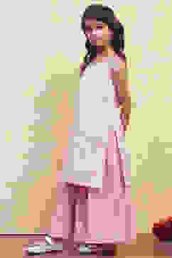 Pink Cotton Strappy Straight Kurta Sharara Set image number 3