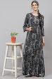 Black Straight Viscose Two Piece Printed Sleepwear Set image number 4