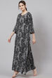 Black Straight Viscose Two Piece Printed Sleepwear Set image number 2