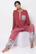 Brick Red Poly Cotton Printed Loungewear Set image number 4