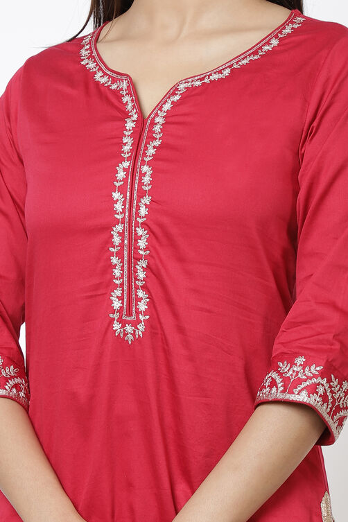 Pink And Ivory Cotton Kurta Garara Suit Set image number 1