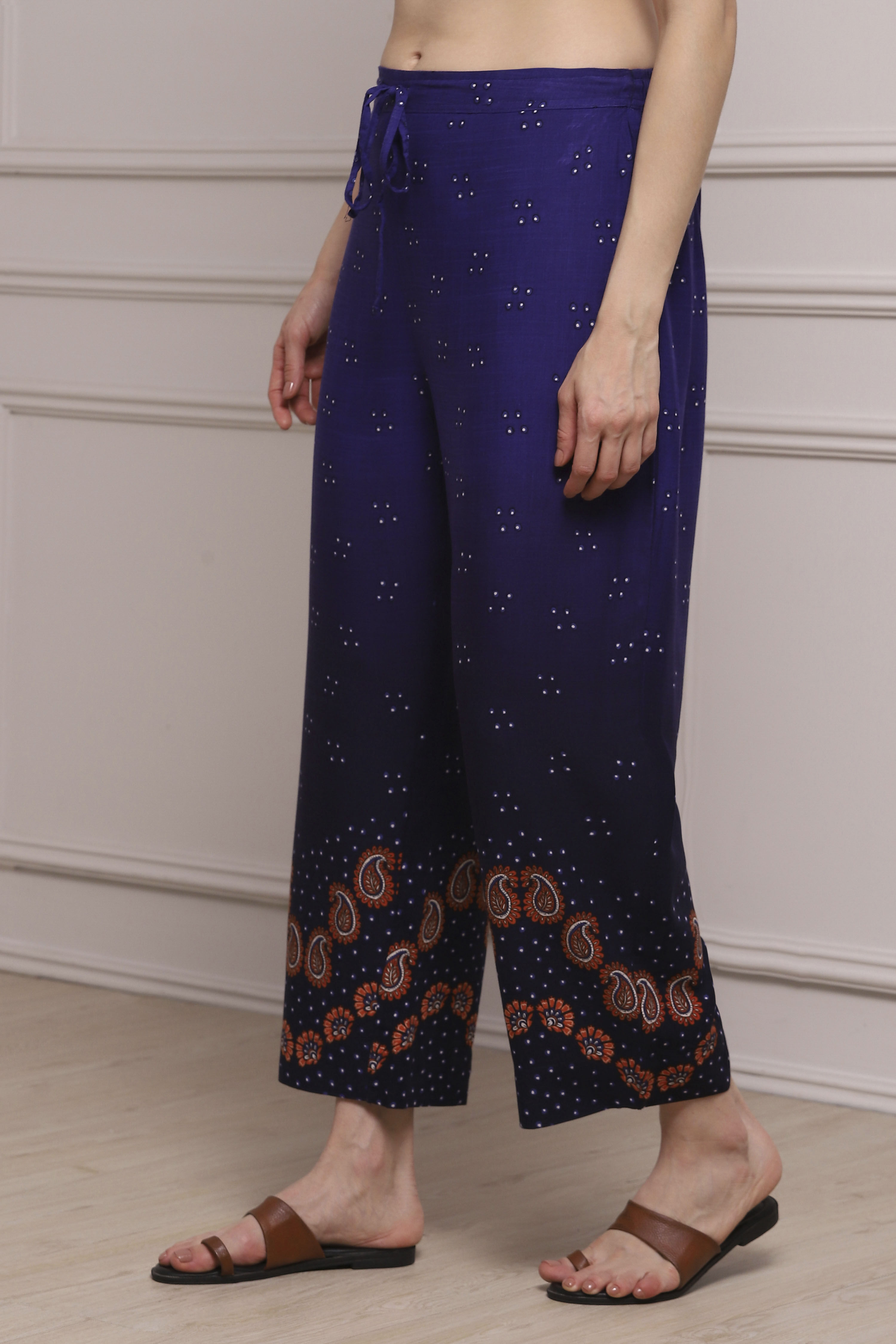 Navy Rayon Palazzo image number 2