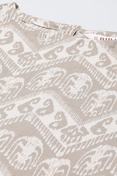 Beige Rayon Fusion Printed Kurta Set image number 1