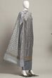 Lavender Cotton Printed Embroidered Unstitched Suit Set image number 4