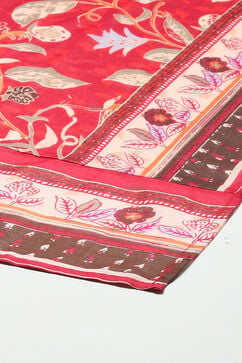 Beige Cotton Anarkali Printed Kurta Suit Set image number 3
