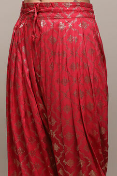 Fuchsia LIVA Kalidar Kurta Salwar Pant Suit Set image number 2