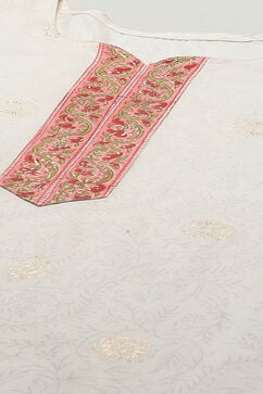 White Pink Cotton Unstitched Suit set image number 2