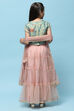Green Cotton Tissue Blouse Tiered Lehenga & Net Dupatta image number 5