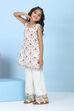 White Cotton Floral Printed Straight Suit Set image number 3