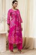 Pink Cotton Printed Pleated Kurta Set image number 5