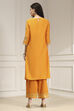 Orange Solid Straight Suit Set image number 4