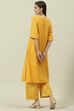 Mustard Printed Cotton Straight Kurta Palazzo Suit Set image number 4