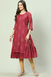 Plum Art Silk Straight Embroidered Kurta image number 3