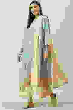 Pale Blue Printed Cotton Kalidar Suit Set image number 5