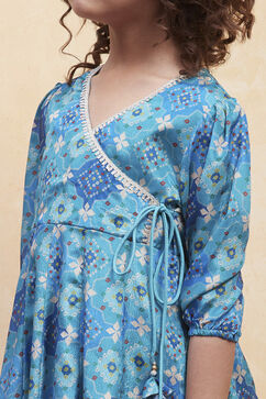 Turquoise Polyester Flared Suit Set image number 1