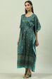 Forest Green Art Silk Printed Nightwear image number 2