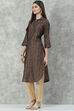 Wine Poly Viscose Straight Printed Kurta image number 2