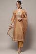 Golden Chanderi Blend Unstitched Suit set image number 1
