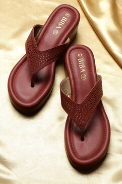 Maroon Synthetic Wedges image number 0